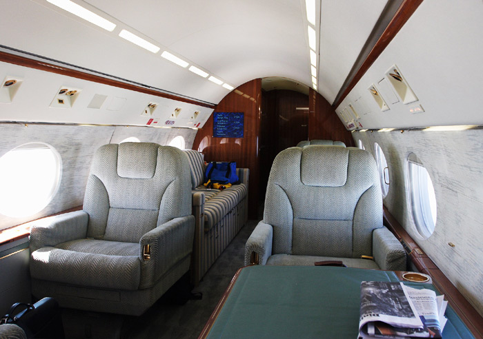 Intérieur d'un jet privé.